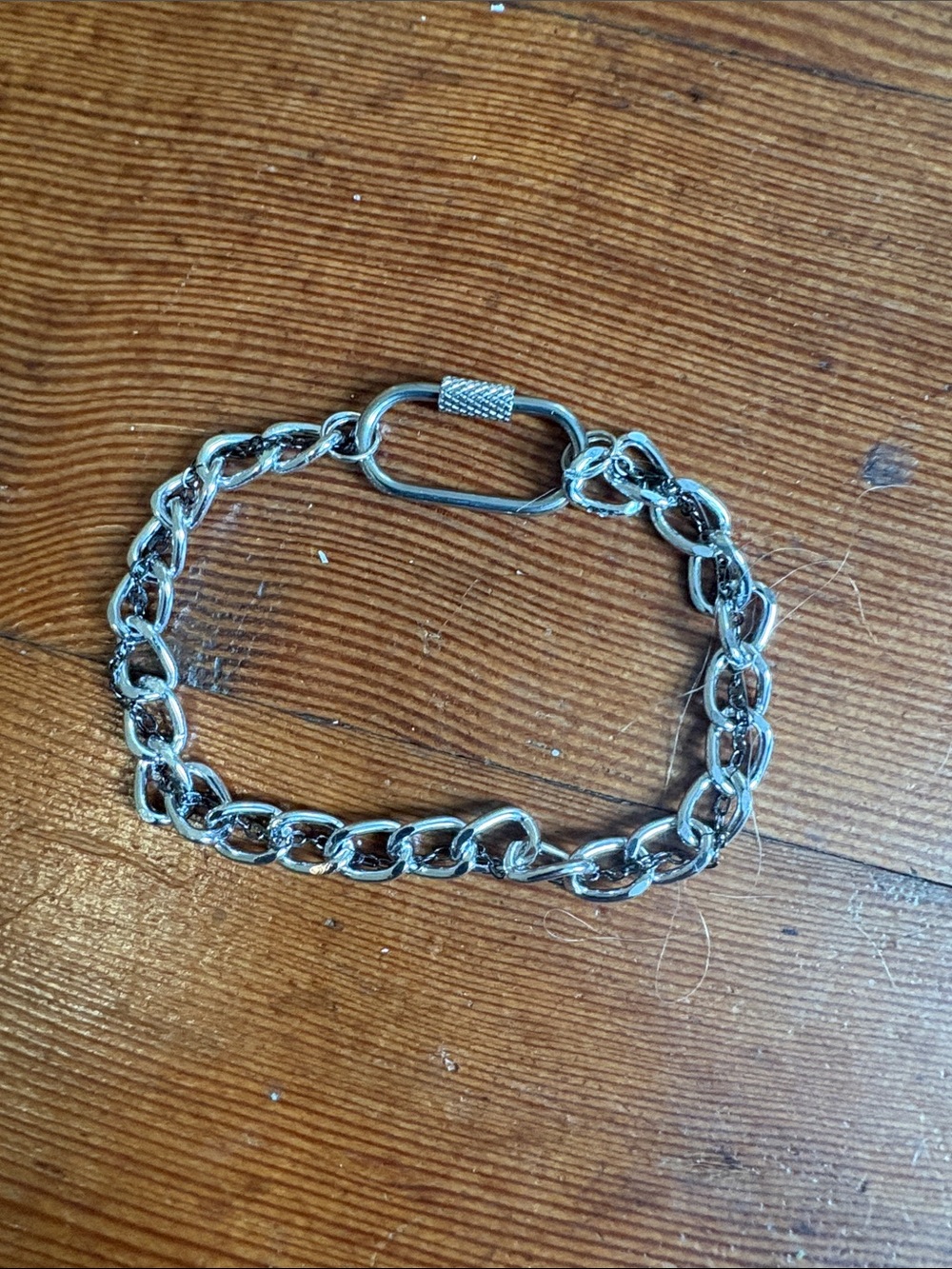 Hand-Craftrd Silver Chain Link Bracelet With Carabiner Clasp - Modern Minimalist
